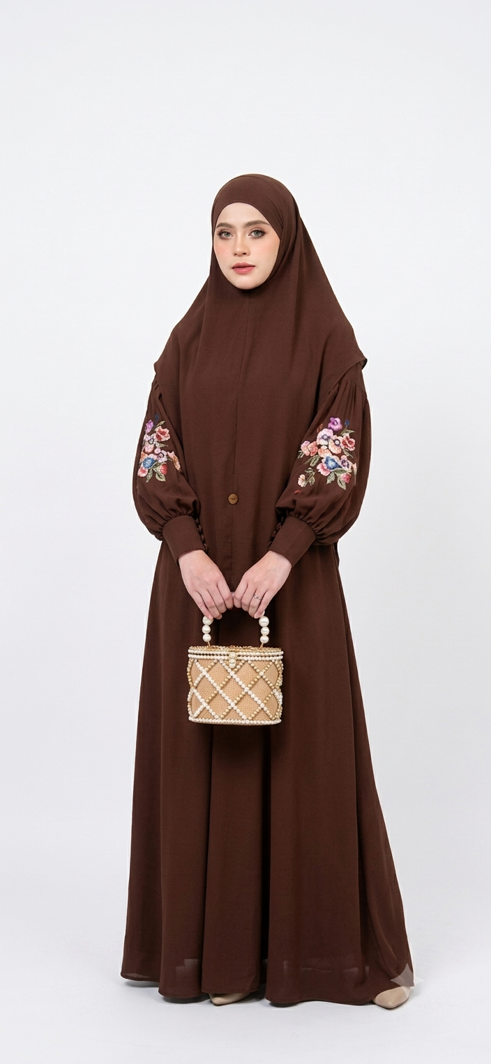 الحجاب الأكثر طلباً بتطريز الأكمام الفاخر💐